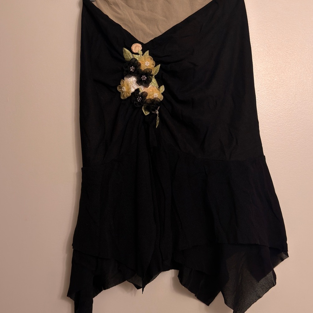 Vintage Black Floral Women's Blouse